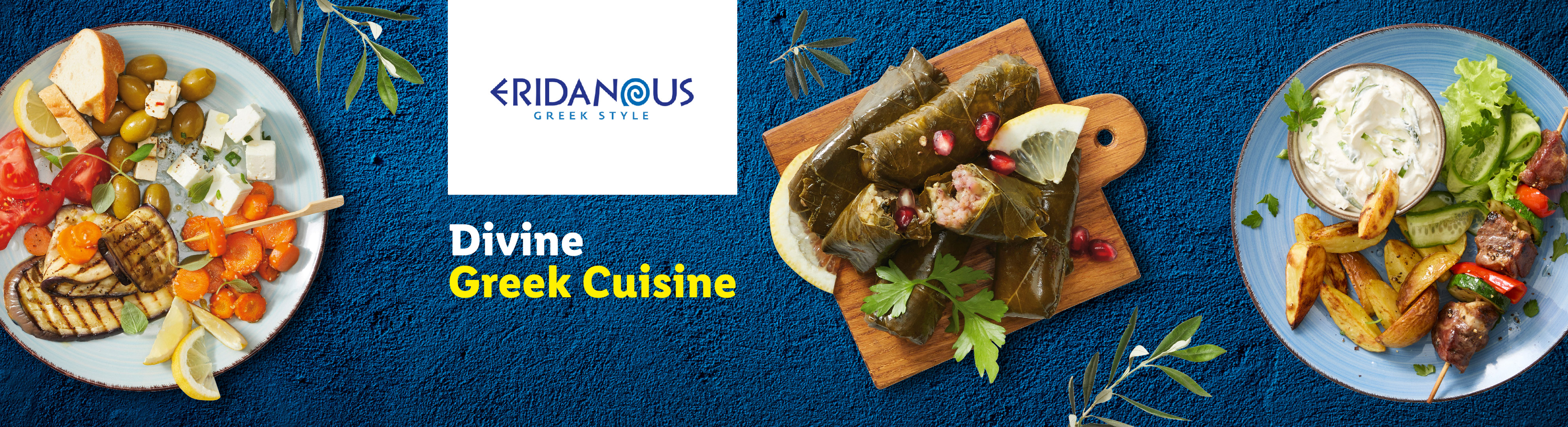 Greek cuisine with dolmades, grilled vegetables, feta, olives, and meat skewers.