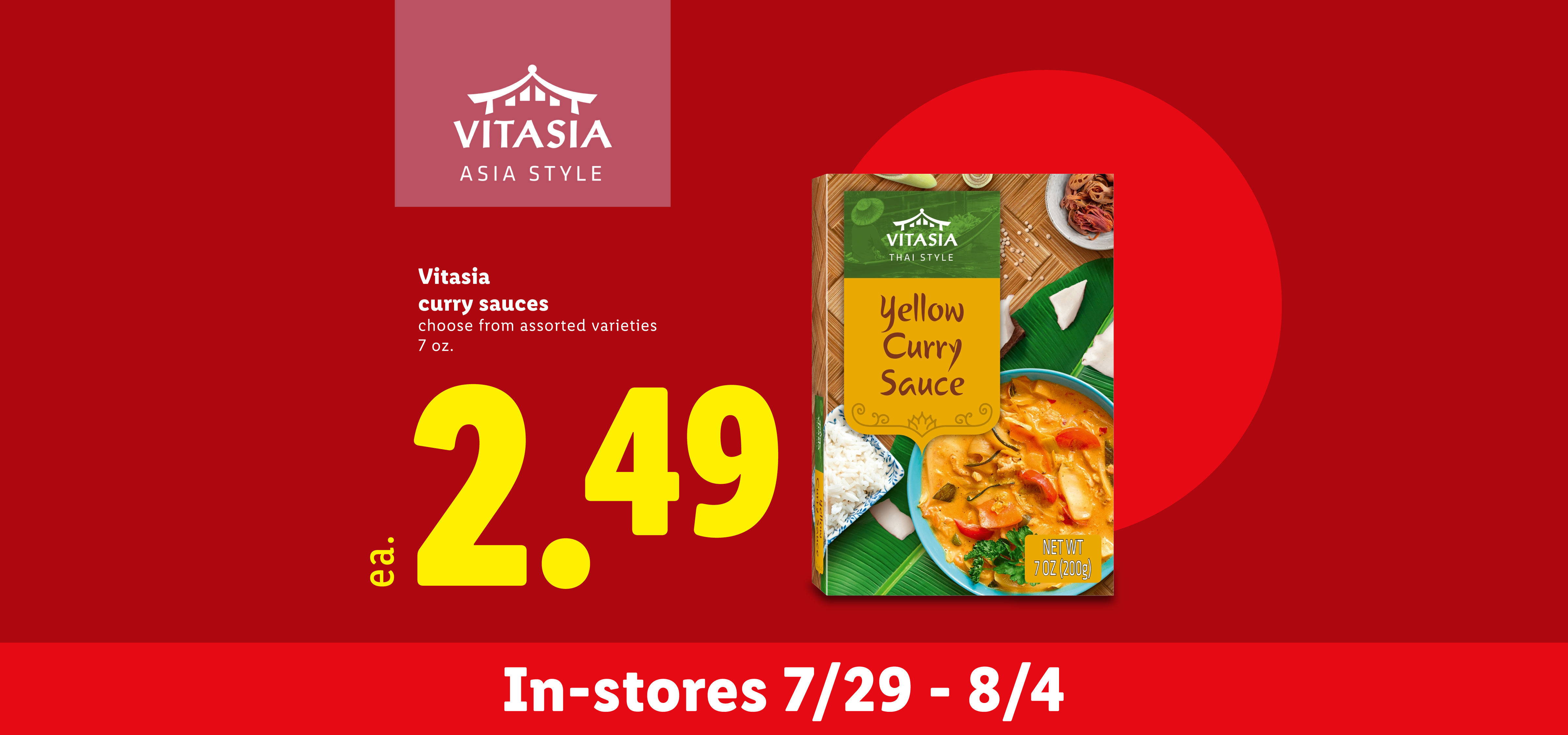 Ad for curry sauces, priced at $2.49 each, available from 7/29 - 8/4.