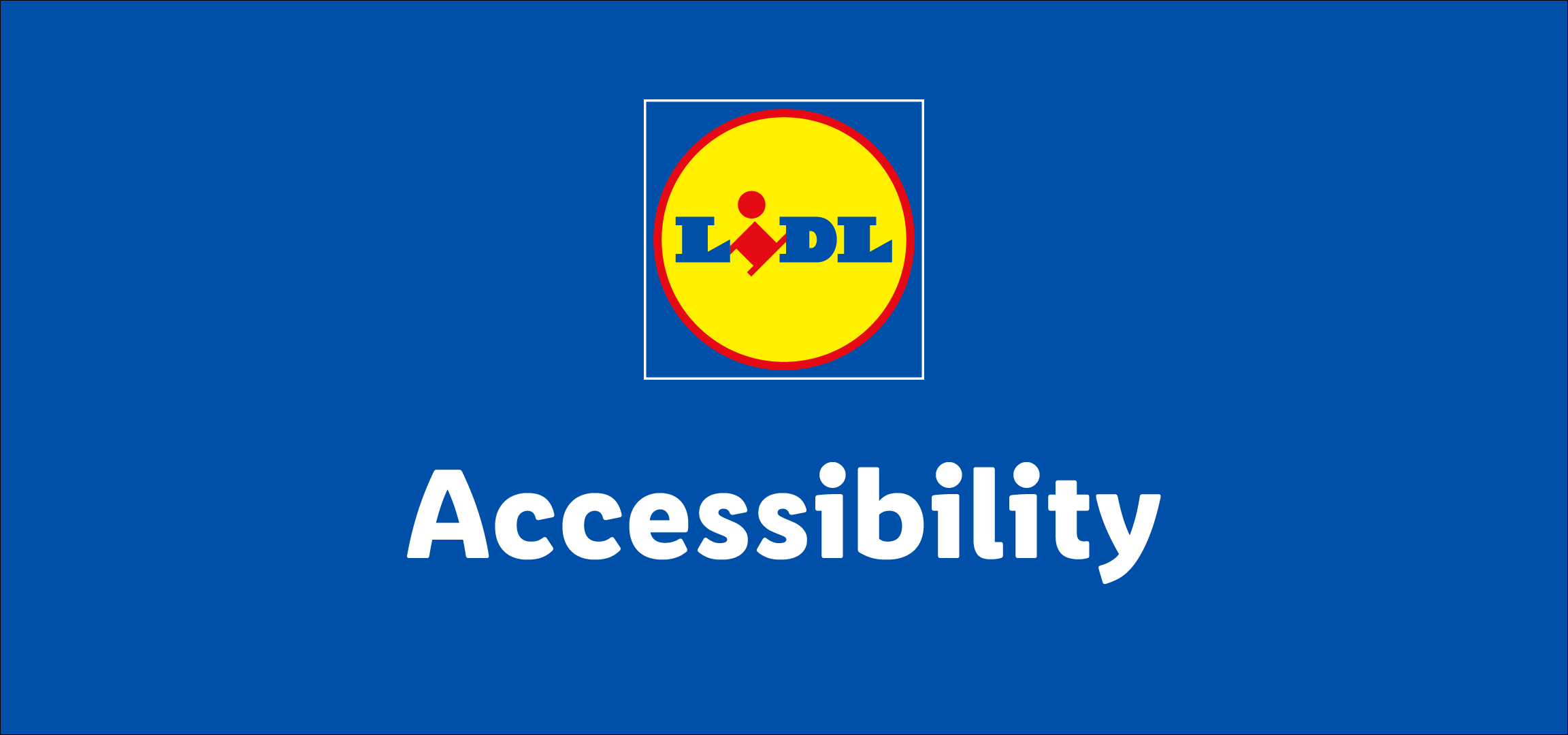 Blue banner with a yellow and red circular logo and the word 'Accessibility' in white.