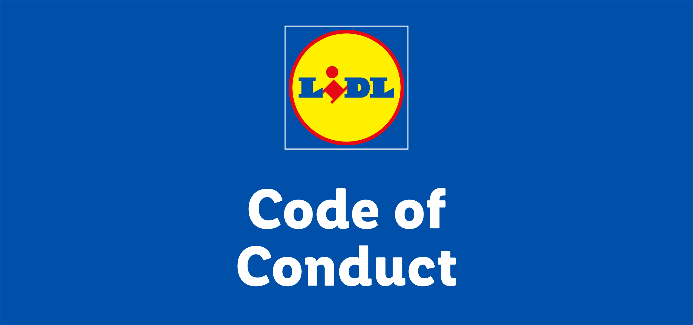 Lidl logo on a blue background with the text 'Code of Conduct' in white.