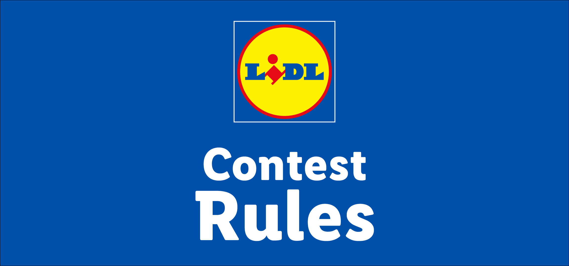 Blue banner with a yellow and red circular logo and white text 'Contest Rules'.